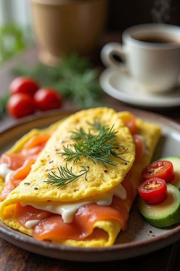 keto friendly smoked salmon omelet