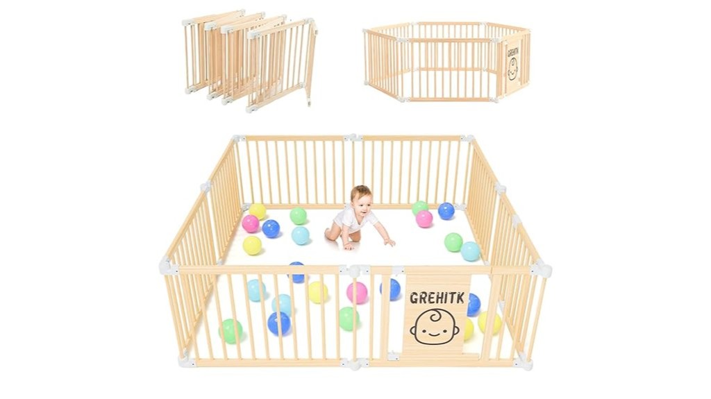 adjustable wooden baby playpen