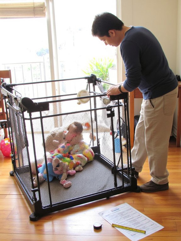 assess playpen durability stability