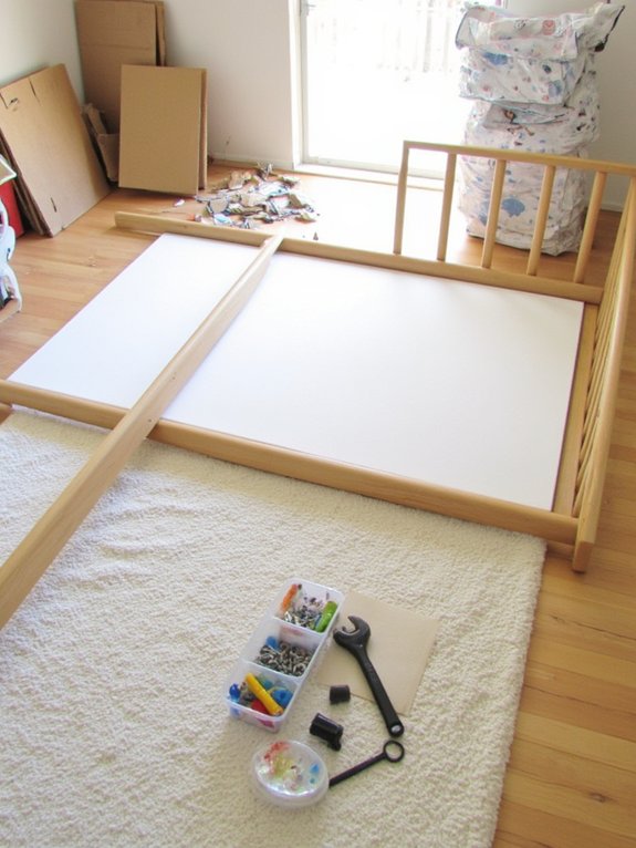 organizing crib assembly parts