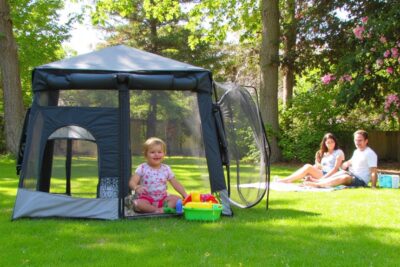outdoor playpen with shade