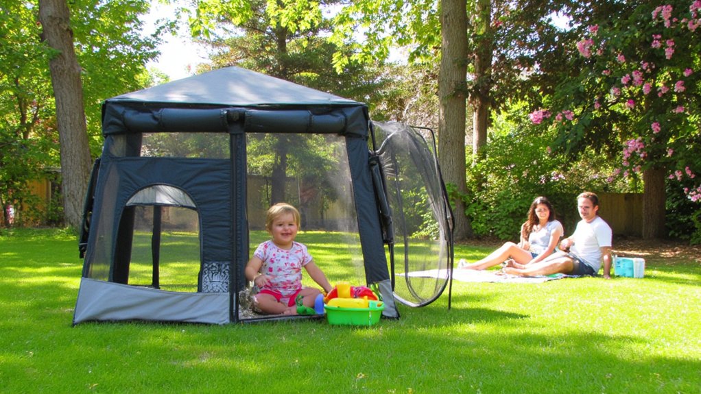 outdoor playpen with shade