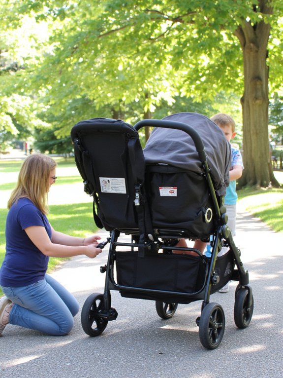 safe double stroller adjustments